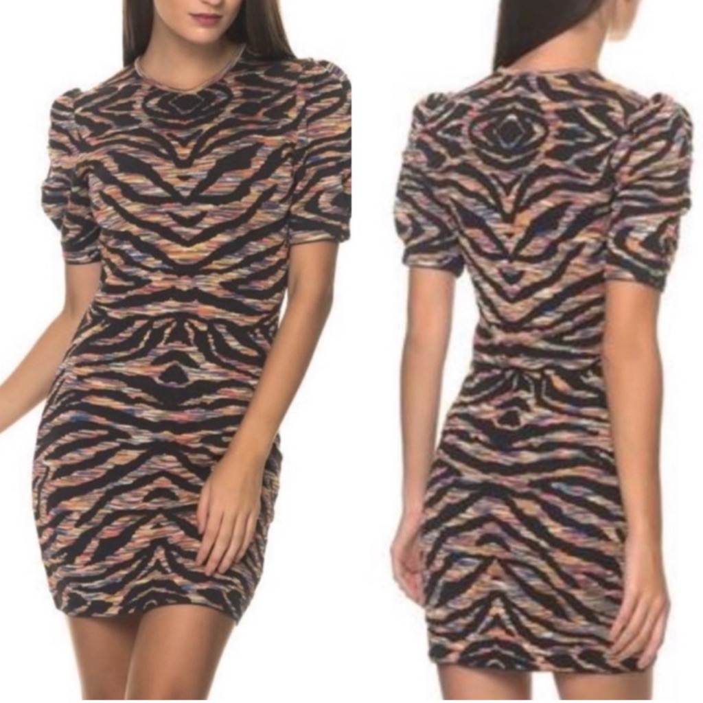 Free People Take Me Out Women Printed Bodycon Mini Dress Size M Medium Knit